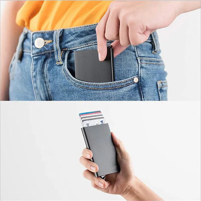 Slim Metal Smart Wallet Card Holder