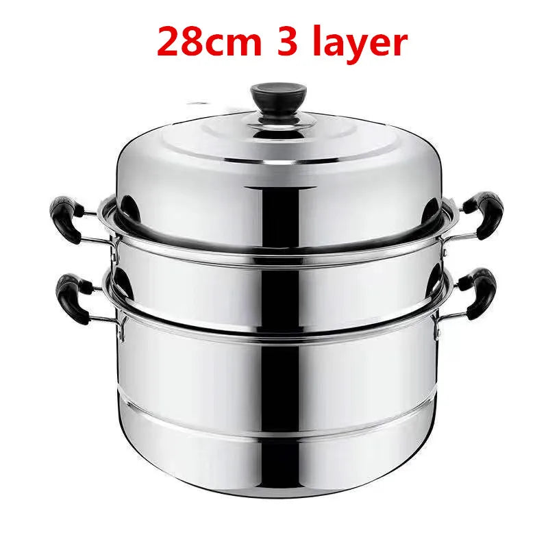 Marmite à vapeur en acier inoxydable à 2 niveaux