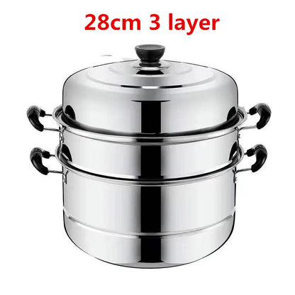 Marmite à vapeur en acier inoxydable à 2 niveaux