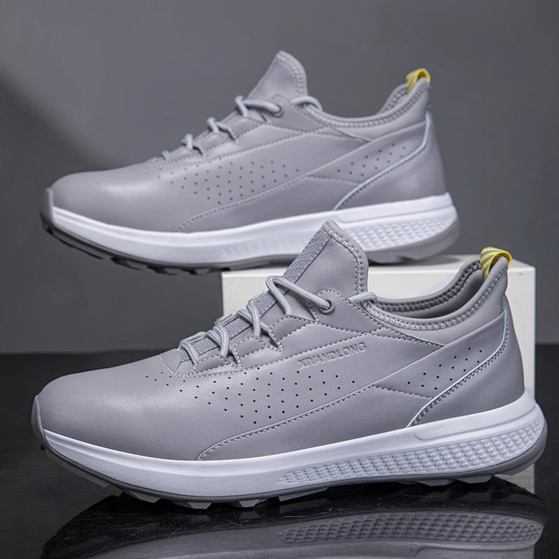 Men’s Waterproof Leather Golf Shoes – Spiked Anti-Slip Golf Sneaker