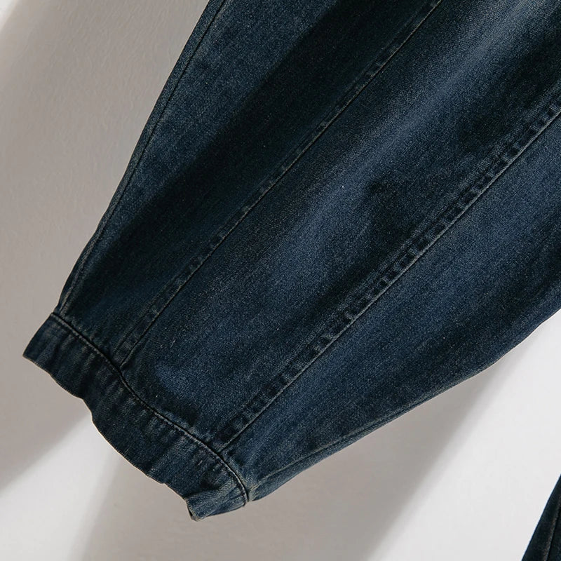 Women's High Elastic Waist Loose Harem Baggy Jeans