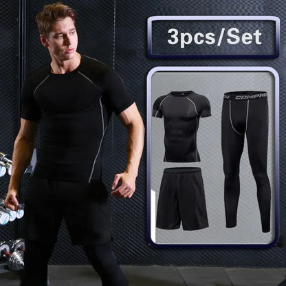 Men Rashguard Compression Set Gym Running Fitness Wear