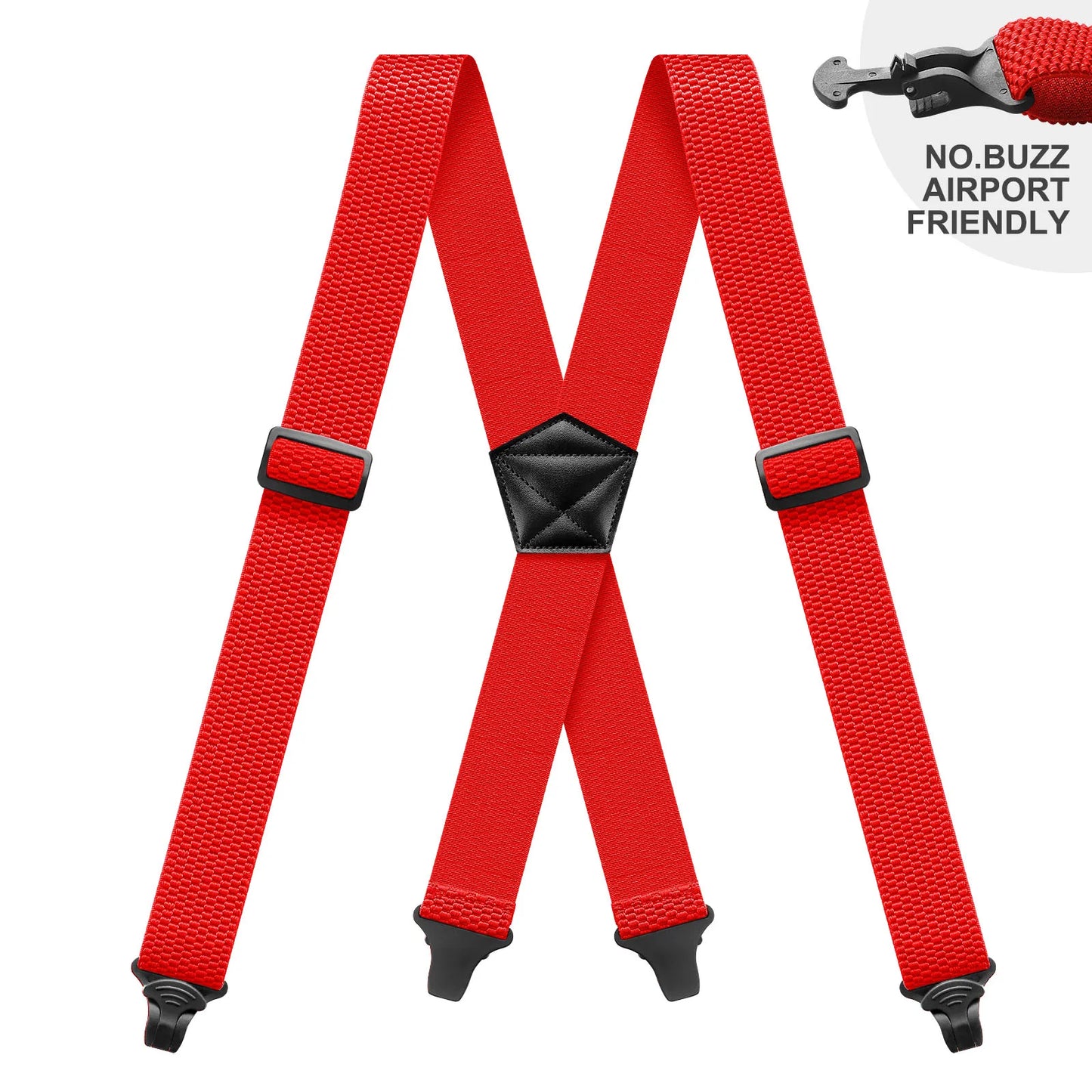 Heavy Duty Men’s Suspenders 3.8cm Wide X-Back Work Braces with 4 Strong Plastic Gripper Clasps – Adjustable Elastic Trouser Suspenders