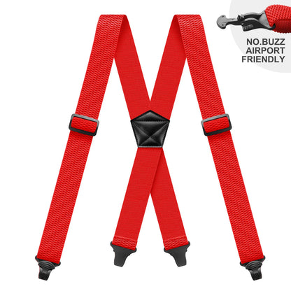 Heavy Duty Men’s Suspenders 3.8cm Wide X-Back Work Braces with 4 Strong Plastic Gripper Clasps – Adjustable Elastic Trouser Suspenders