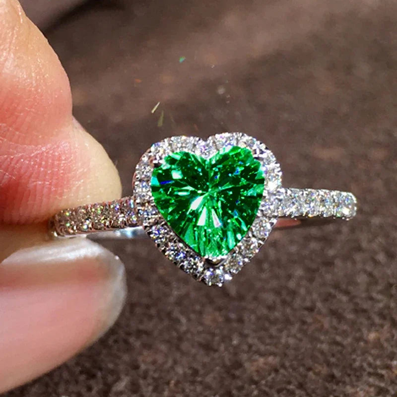 Bague en zircon cubique en forme de cœur pour femme – Bijou de promesse de fiançailles esthétique et brillant