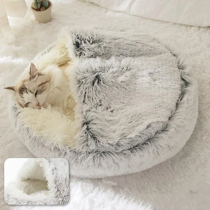 Weiche Plüschmatratze, warmes Schlafhöhlen-Katzenbett
