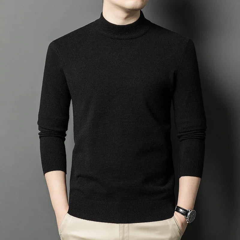 Knitwear Sweater Autumn/Winter Mock Neck  Pullovers Casual Mens Clothing