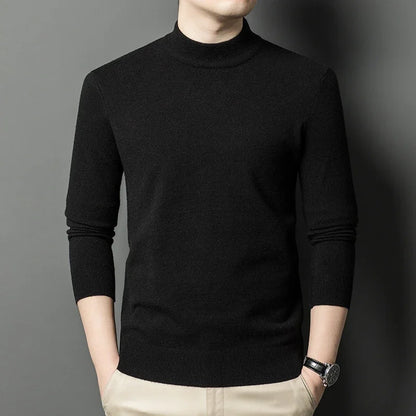 Knitwear Sweater Autumn/Winter Mock Neck  Pullovers Casual Mens Clothing