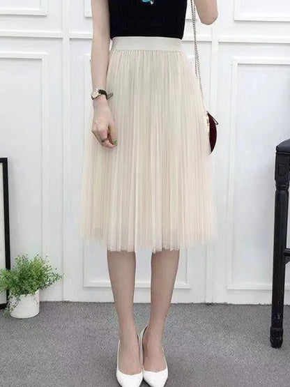 Women Summer Chic High Waist Tulle Skirt