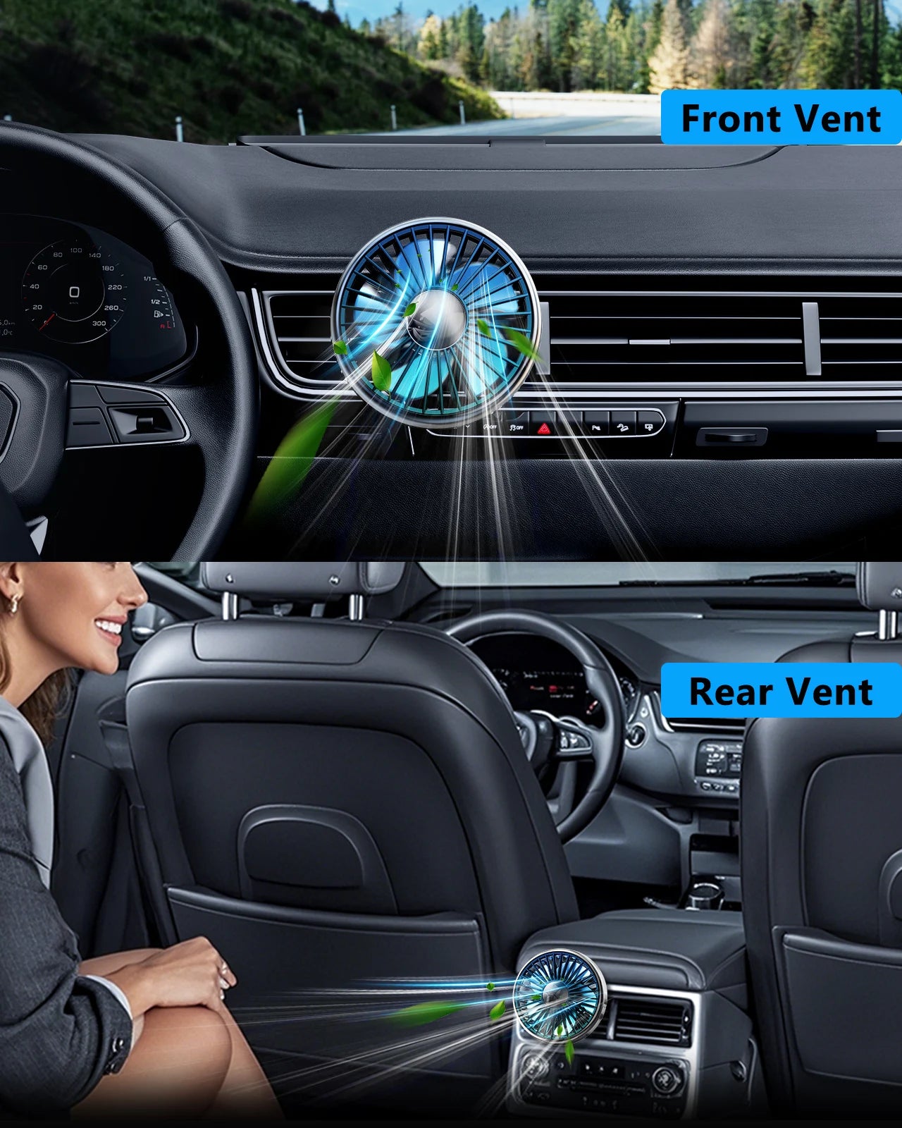 360° Rotatation Air Vent Clip USB Cooling Fan