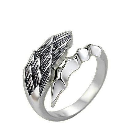 Unisex Angel & Demon Wings Gothic Ring—Punk Open Adjustable Handmade Ring