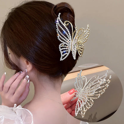 Rhinestone Butterfly Hair Claw Clips for Women – Pearl & Crystal Bling Hair Accessories