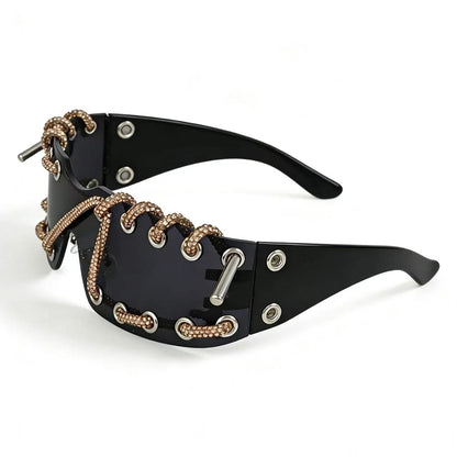 Women's Crystal Chain Designer Punk Y2k Sunglasses