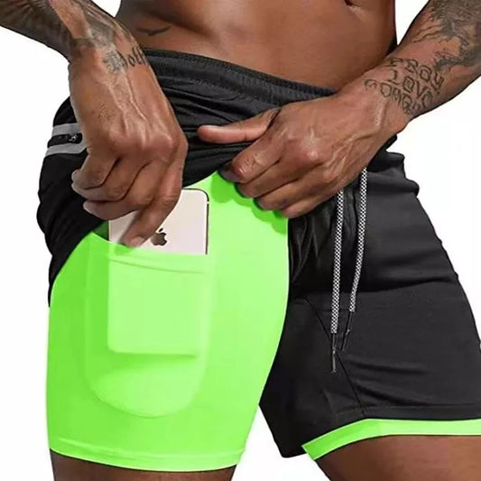 2-in-1-Doppeldeck-Laufshorts für Herren für sommerliche Fitness