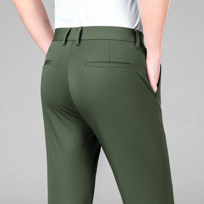 Men's Ice Silk High Waist Slim Fit Suit Pants