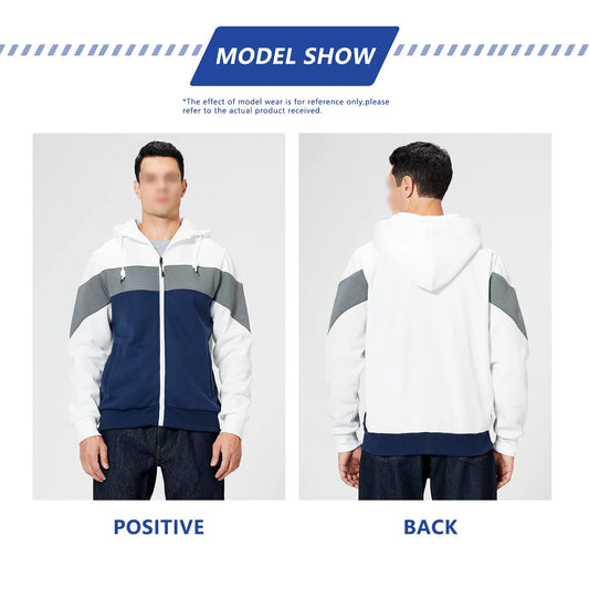 Men's Autumn Winter Sports Color Block Zip Up Hoodie
