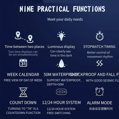 Montre numérique pour hommes à double affichage de sport militaire étanche