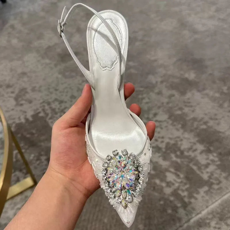 Pearl Decor Slingback Summer High Heels For Women