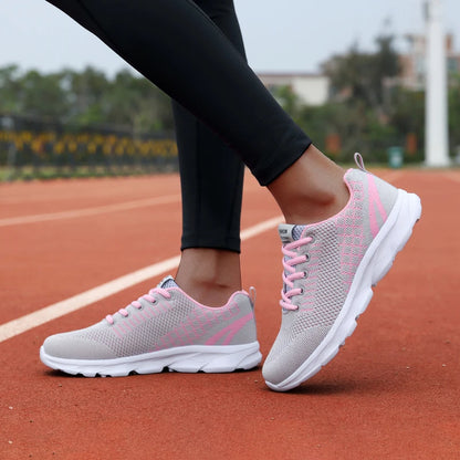 Women’s Running Shoes Lightweight Breathable Mesh Sneakers Lace-Up Casual Walking Sports Trainers