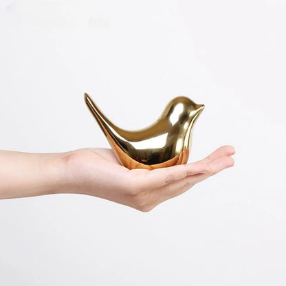 Nordic Ceramic Gold Bird Figurine in 4 Sizes