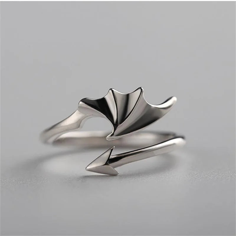 Unisex Angel & Demon Wings Gothic Ring—Punk Open Adjustable Handmade Ring