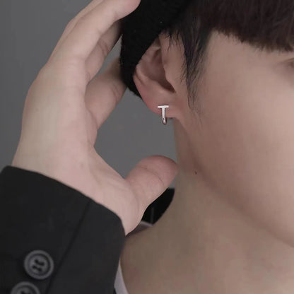 Boucles d'oreilles minimalistes en acier titane pour hommes - Goujons ronds noirs à goutte d'huile
