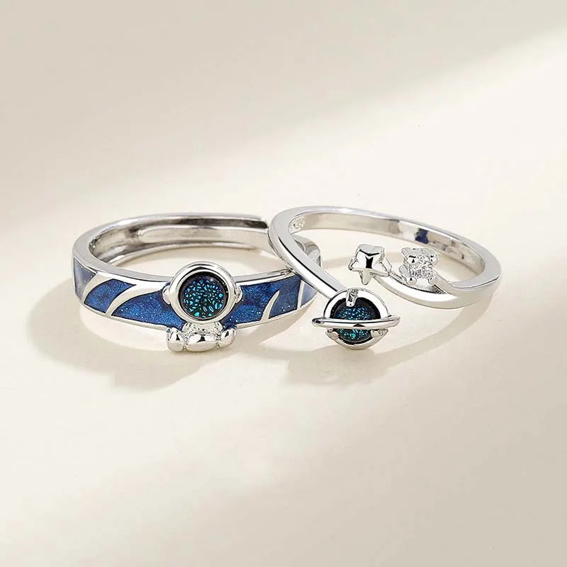 Dämonenaugen-Engelsflügel-Ring – Verstellbarer Unisex-Partnerring aus Legierung