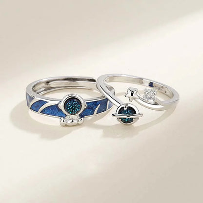 Dämonenaugen-Engelsflügel-Ring – Verstellbarer Unisex-Partnerring aus Legierung