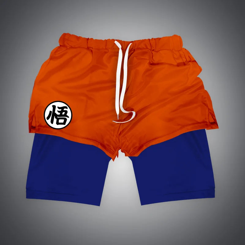 Gym-Shorts mit Dragon Ball &amp; One Piece-Anime-Print