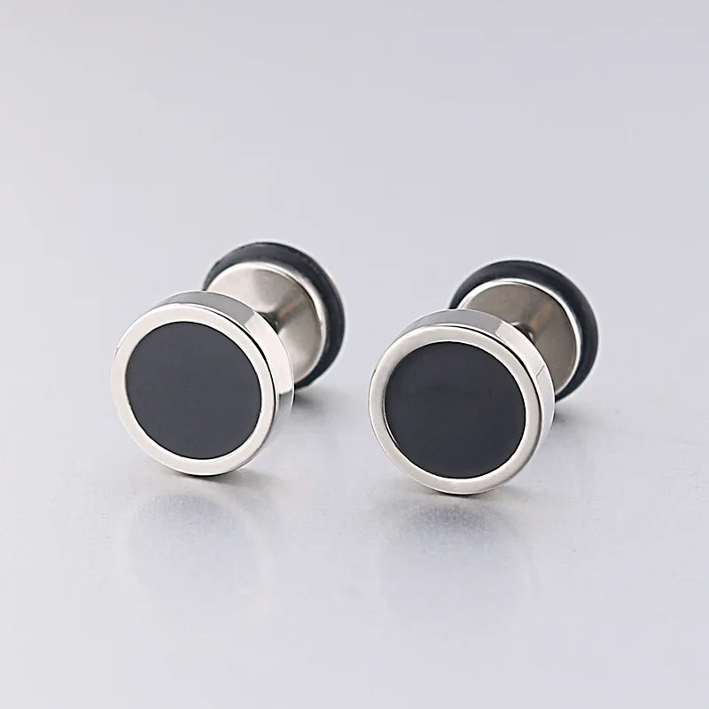 stud earrings, earrings men, men stud earrings, titanium stud earrings, titanium earrings, titanium steel, black stud earrings, black earrings, round, stud earrings, black stud earrings men