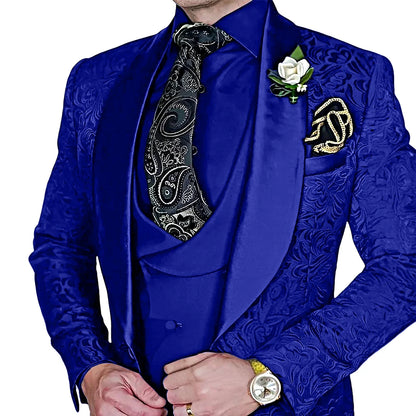 High-Quality Jacquard Men's 3-Piece Suit Set