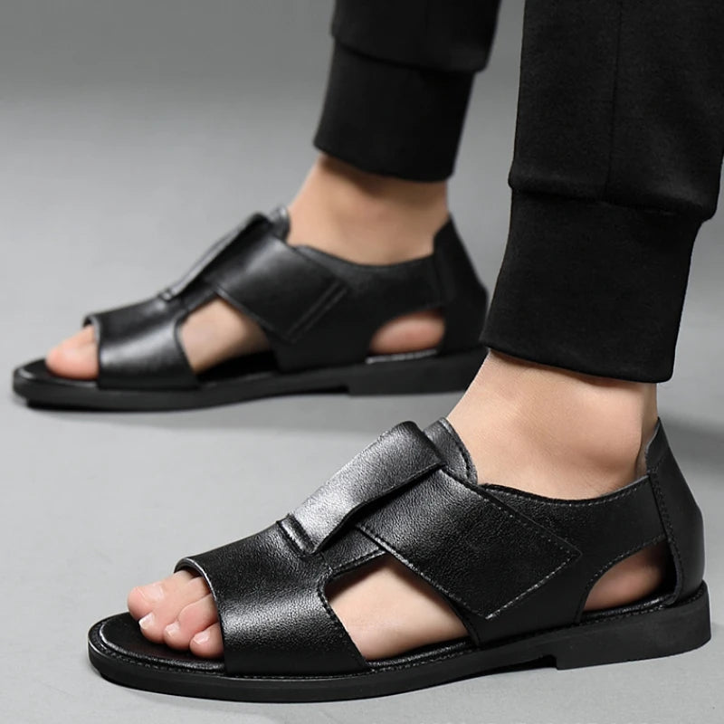 Beach Sandals - Men Leather Hollow-out Open toe Shoes