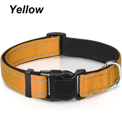 Adjustable Reflective Free Engraved Padded Dog Collars