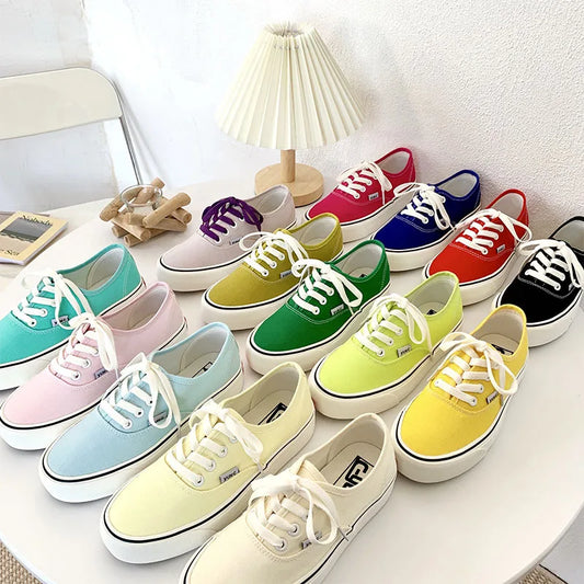 Printemps couleur bonbon classique plate-forme chaussures en toile baskets pour femmes