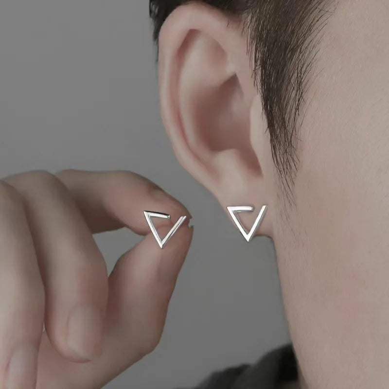 Boucles d'oreilles minimalistes en acier titane pour hommes - Goujons ronds noirs à goutte d'huile