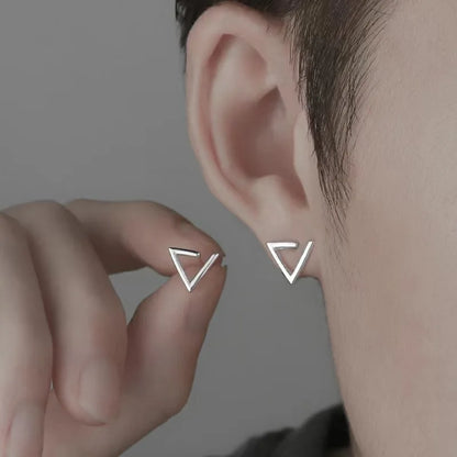 Boucles d'oreilles minimalistes en acier titane pour hommes - Goujons ronds noirs à goutte d'huile