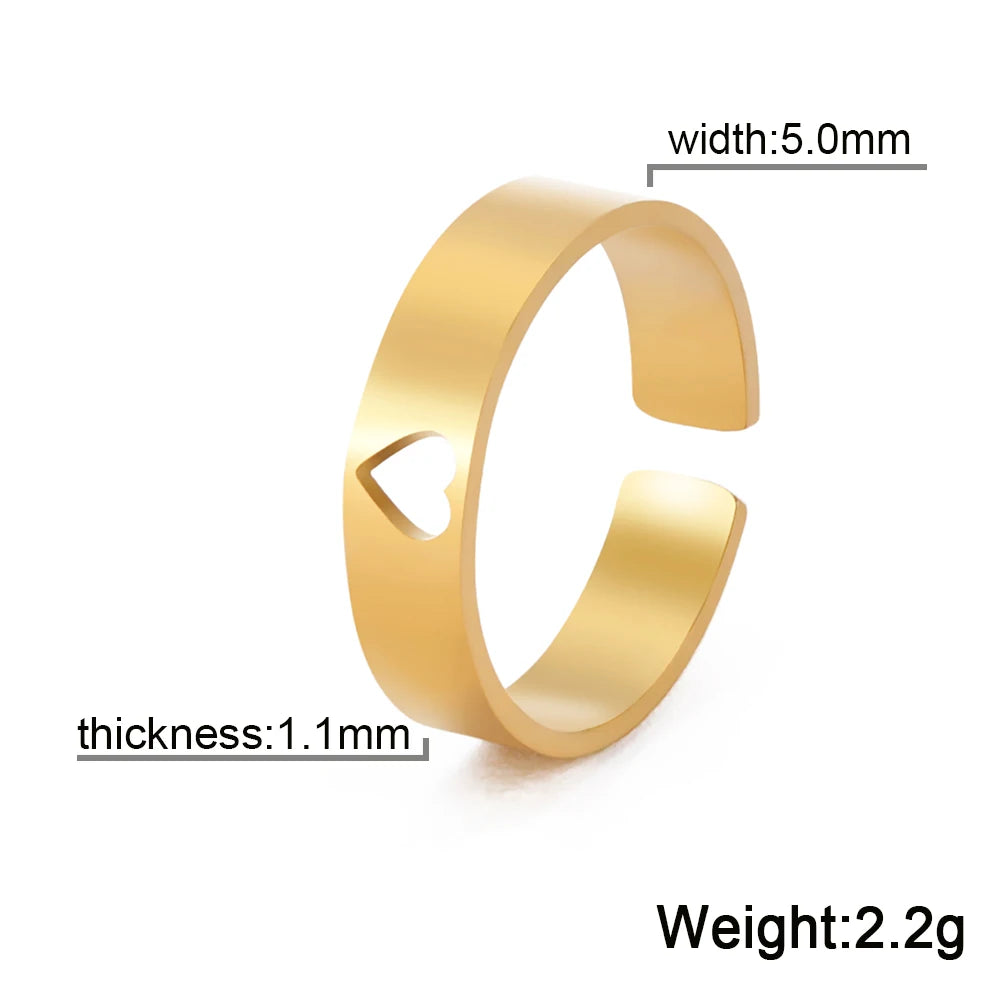 Bagues de couple en acier inoxydable en forme de cœur et de papillon – Bagues d'amour assorties