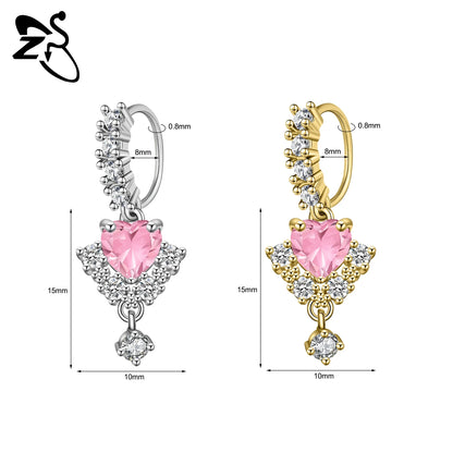 Hochwertige baumelnde Nasenringe mit CZ-Herzen für Frauen