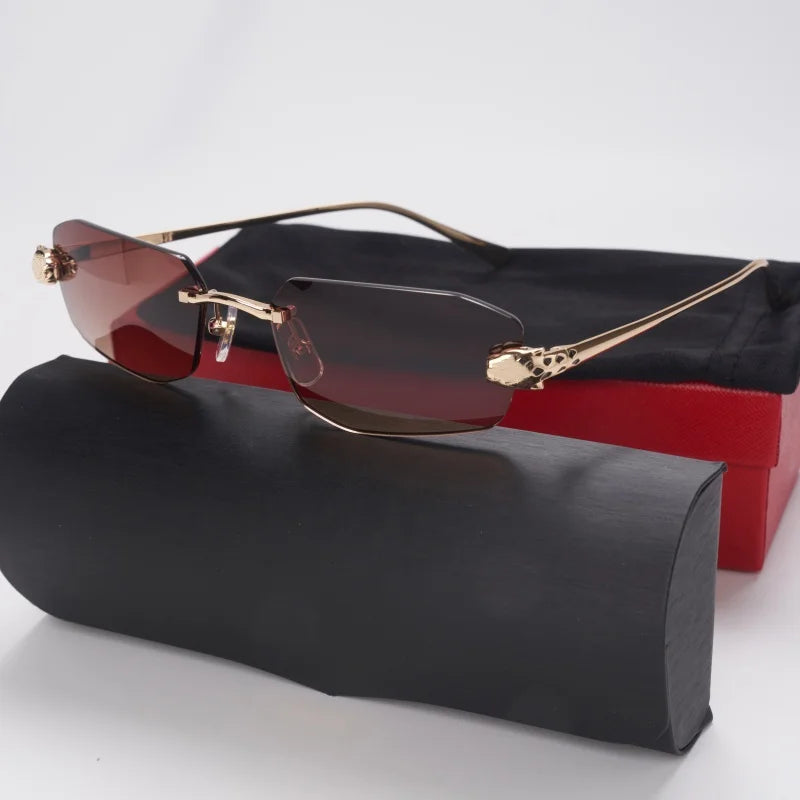 Randlose rechteckige Sonnenbrille für Damen