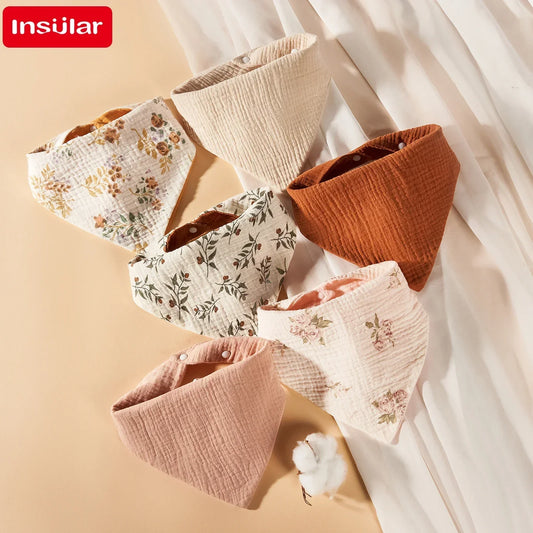 Bavoirs imperméables en coton et mousseline pour bébé, 3 pièces