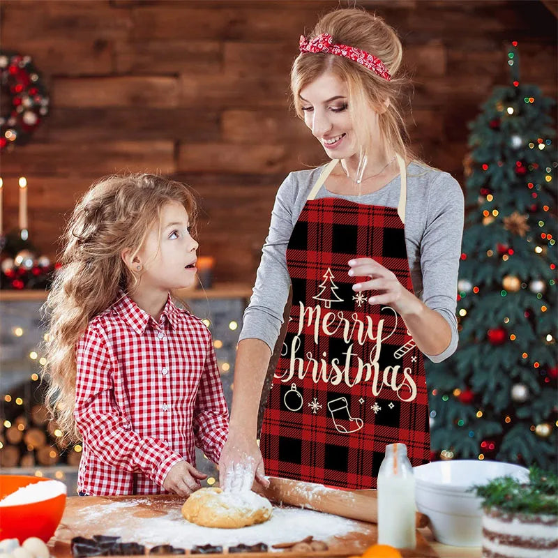 Tablier en lin Joyeux Noël Décorations de Noël pour la maison