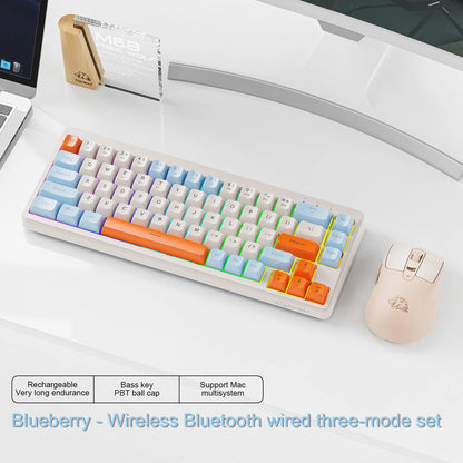 Kabellose mechanische Tastatur, Bluetooth, Dualmodus, Hot-Swap-fähig, Mini, 68 Tasten, roter Schalter, für PC, PS4, Xbox, iPhone, iPad