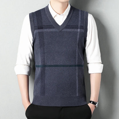 V-neck Sleeveless Sweater Vest Knitted for men