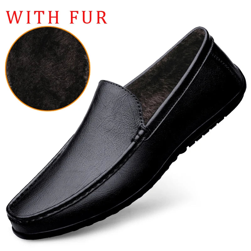 Mocassins en cuir véritable souple pour hommes