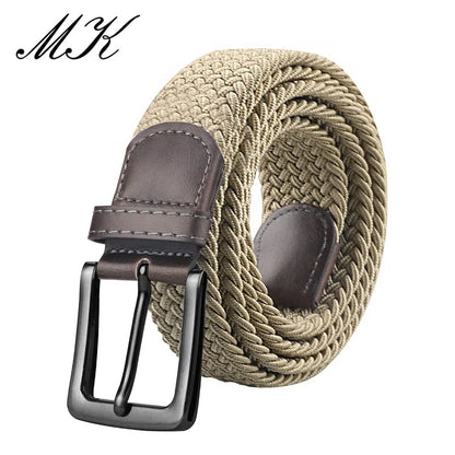 Metal Pin Elastic Buckle Canvas Belts For Men