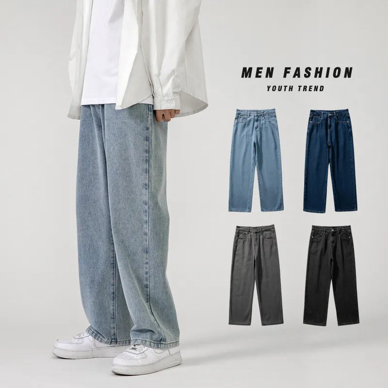 Men Wide-leg Classical Baggy Jeans