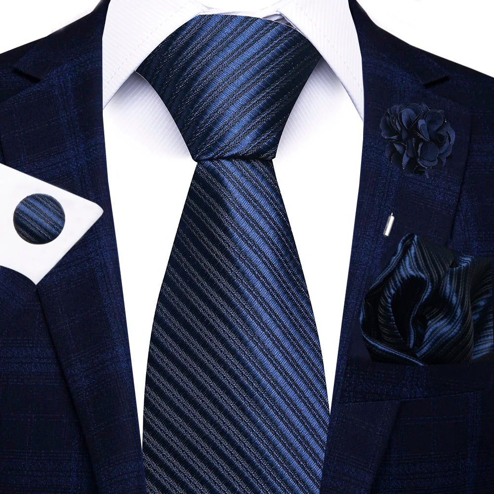 Men's Paisley Sky Blue Striped Silk Tie