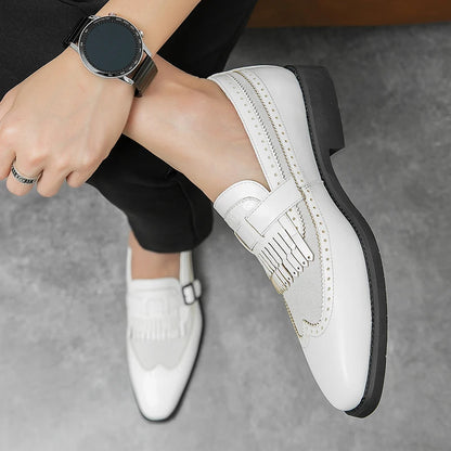 Men's Handmade White Loafers