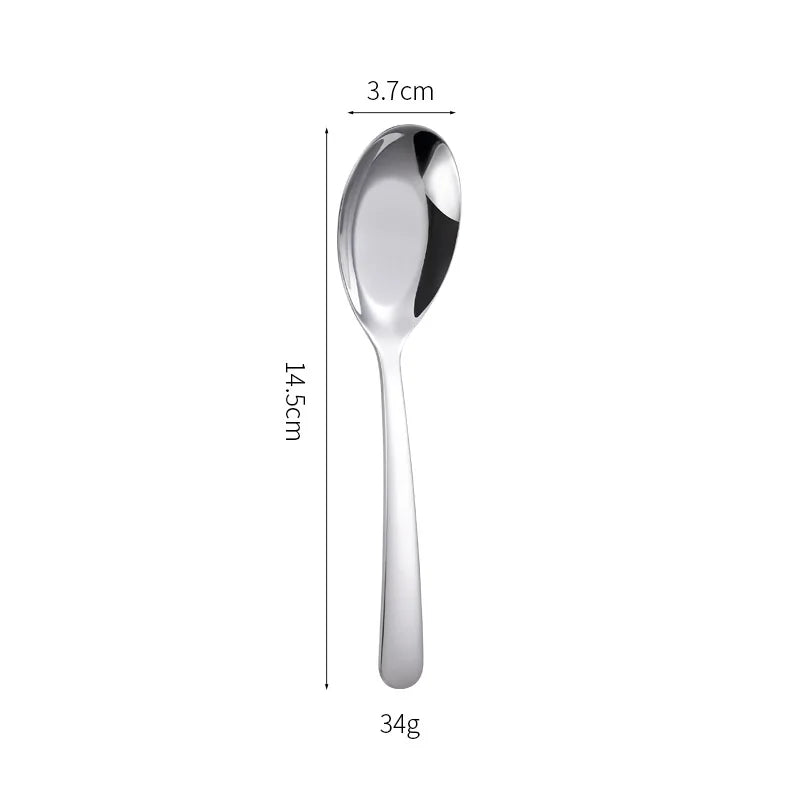 stainless steel flat spoon thickened eating spoon.