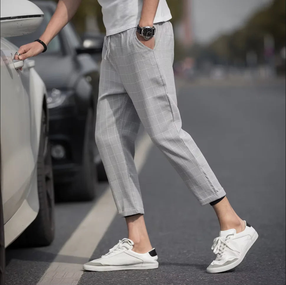 Men's Ice Silk Straight Elastic Waist Formal Pants